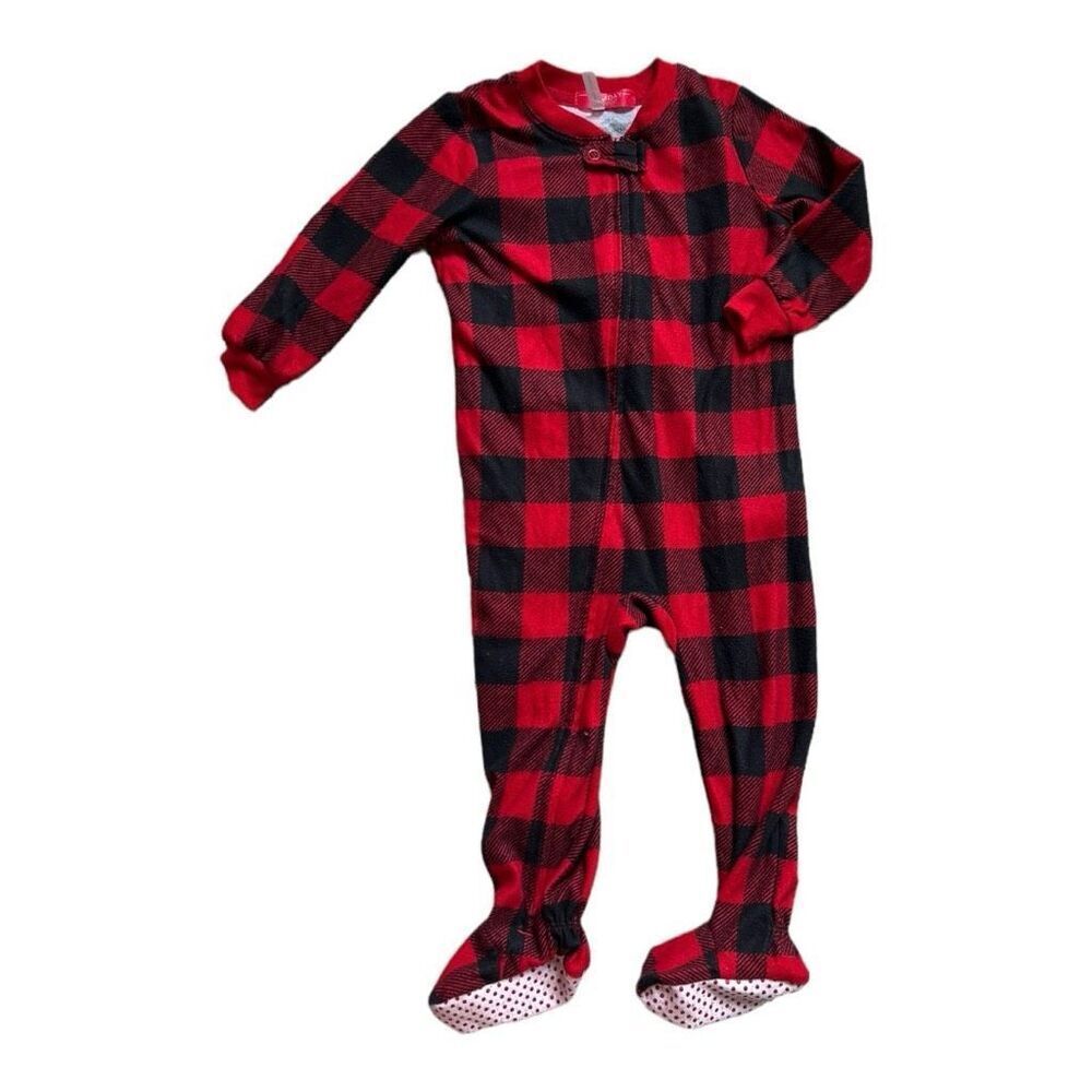 Baby Boys Holiday Time Buffalo Plaid Lumberjack Gripper Footie Pajamas - Sz 24 m